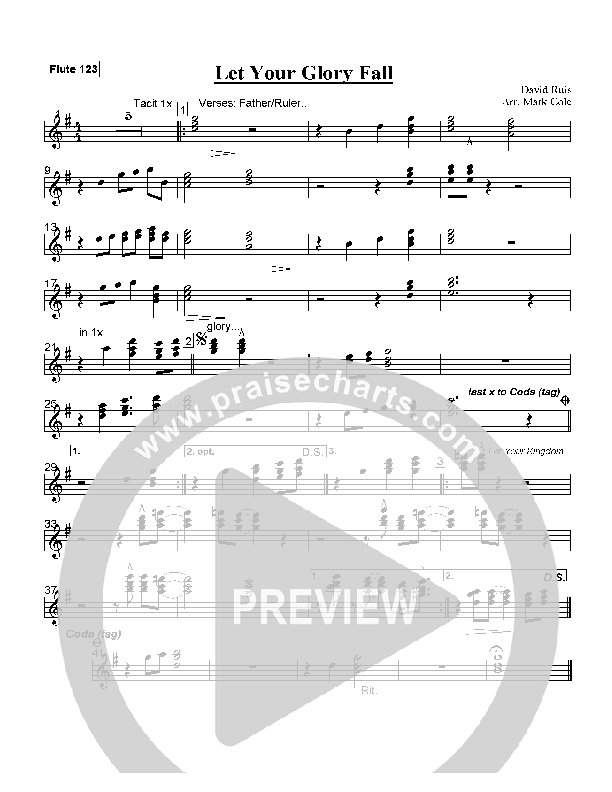 Let Your Glory Fall Flute 1/2/3 (David Ruis)