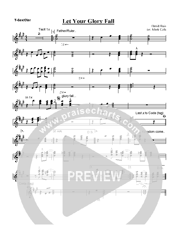 Let Your Glory Fall Tenor Sax/Clarinet (David Ruis)