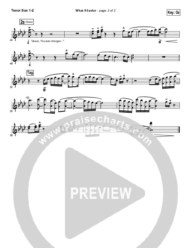 What A Savior Tenor Sax 1/2 (Laura Story)