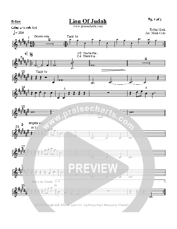 Lion Of Judah Bari Sax (Robin Mark)