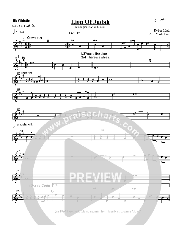 Lion Of Judah Eb Instruments (Robin Mark)