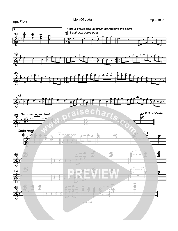 Lion Of Judah Flute 1/2 (Robin Mark)