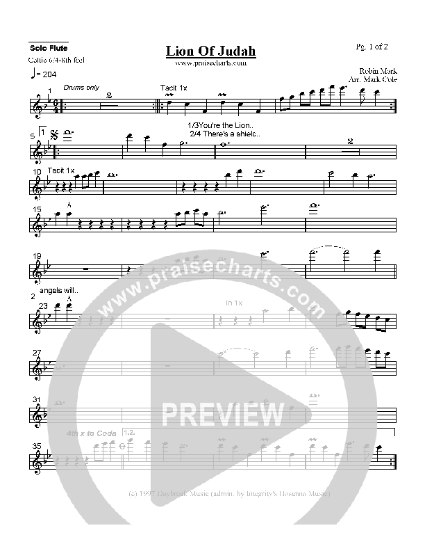 Lion Of Judah Flute (Robin Mark)