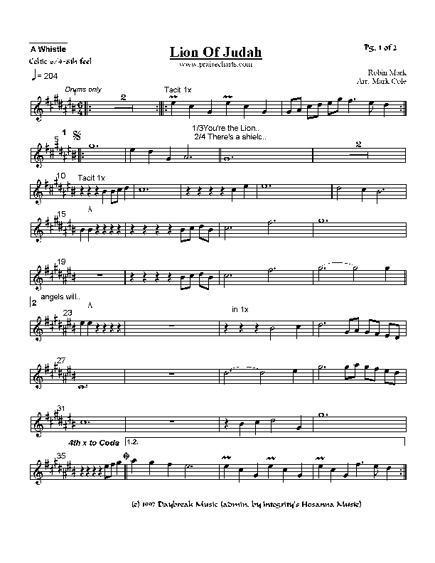 Lion Of Judah Pennywhistle (Robin Mark)