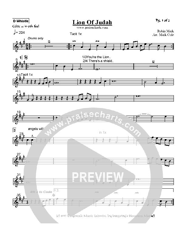 Lion Of Judah Pennywhistle (Robin Mark)