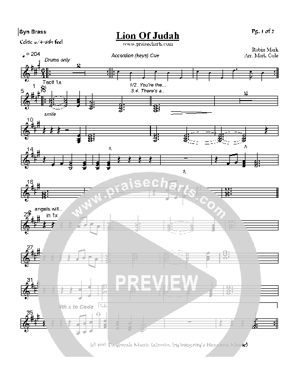 Lion Of Judah Synth Brass (Robin Mark)