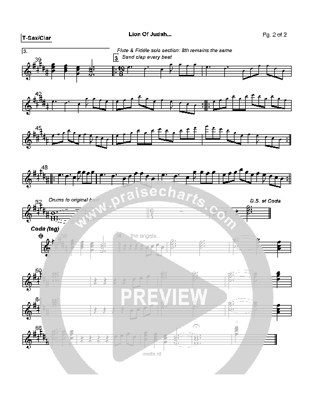 Lion Of Judah Tenor Sax/Clarinet (Robin Mark)