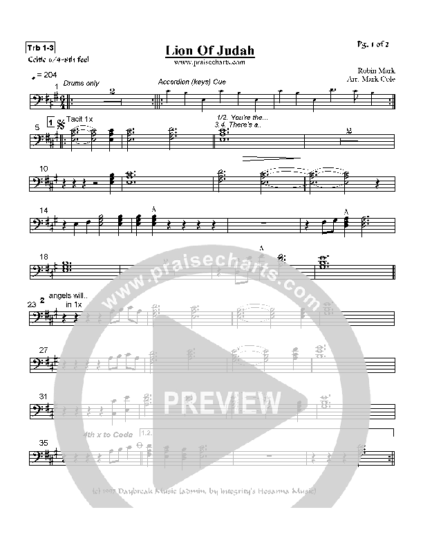 Lion Of Judah Trombone 1/2/3 (Robin Mark)