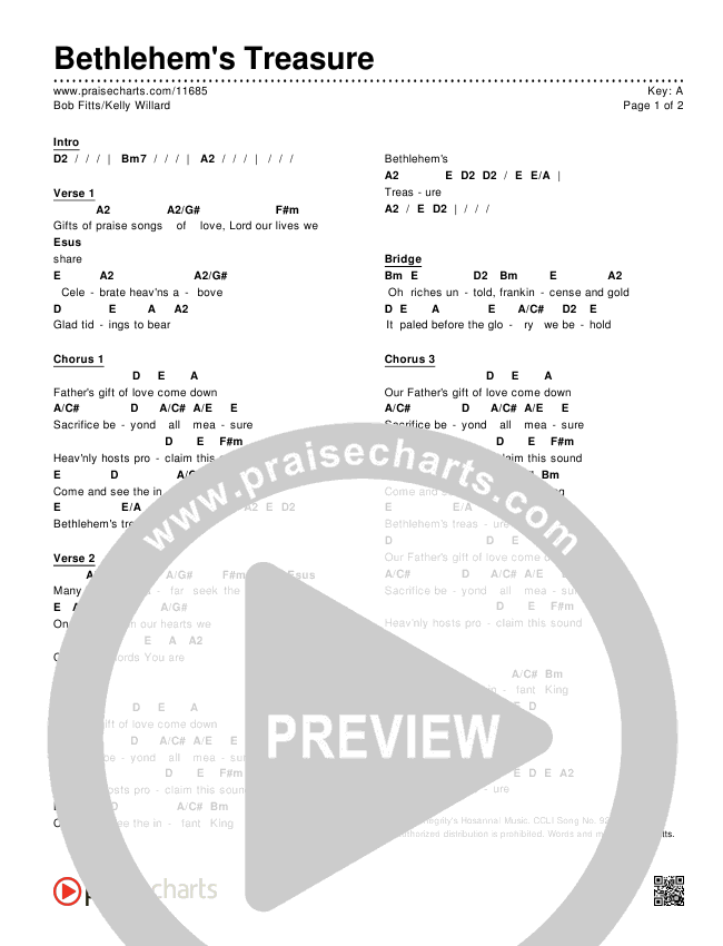 Bethlehem's Treasure Chords & Lyrics (Bob Fitts)
