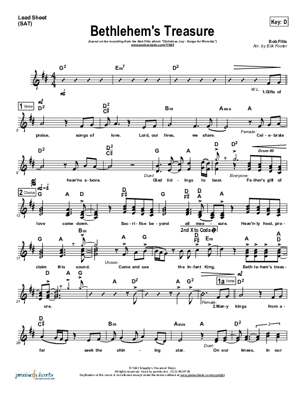 Bethlehem's Treasure Lead (SAT) (Bob Fitts)