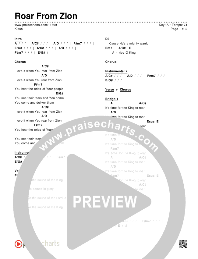 Roar From Zion Chords & Lyrics (Klaus)
