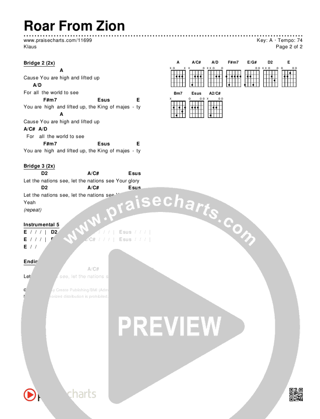 Roar From Zion Chords & Lyrics (Klaus)