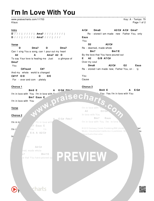 I'm In Love With You Chords & Lyrics (Klaus / Kari Jobe)
