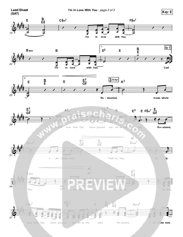I'm In Love With You Lead Sheet (SAT) (Klaus / Kari Jobe)