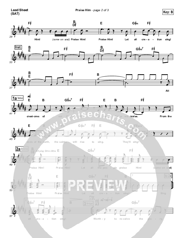 Praise Him Lead Sheet (Klaus)