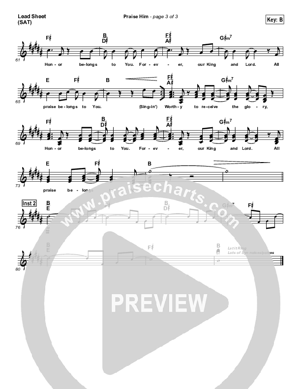 Praise Him Lead Sheet (Klaus)