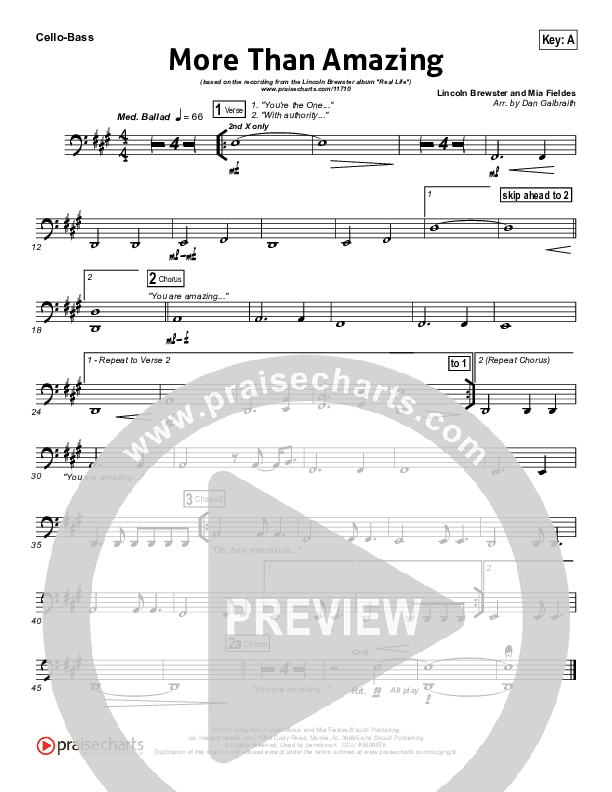 More Than Amazing Cello/Bass (Lincoln Brewster)