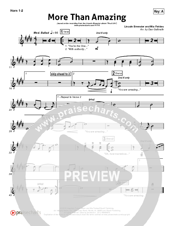 More Than Amazing French Horn 1/2 (Lincoln Brewster)