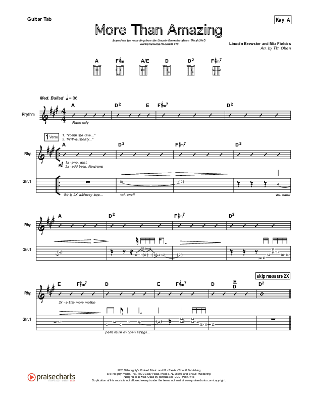 More Than Amazing Guitar Tab (Lincoln Brewster)