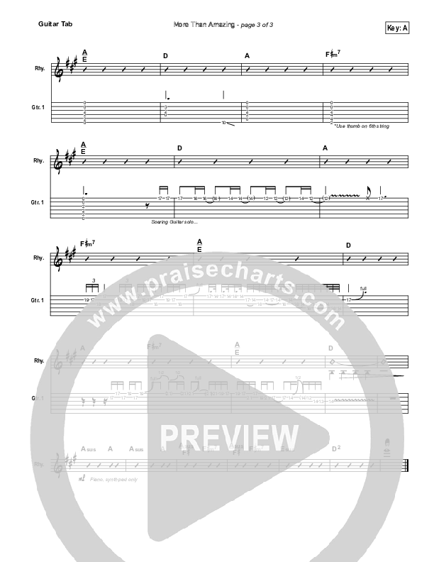 More Than Amazing Guitar Tab (Lincoln Brewster)