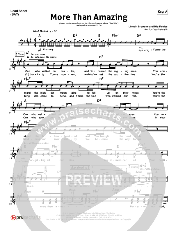 More Than Amazing Lead Sheet (SAT) (Lincoln Brewster)