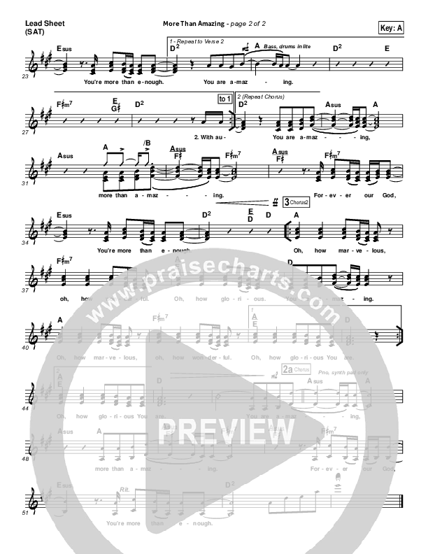 More Than Amazing Lead Sheet (SAT) (Lincoln Brewster)