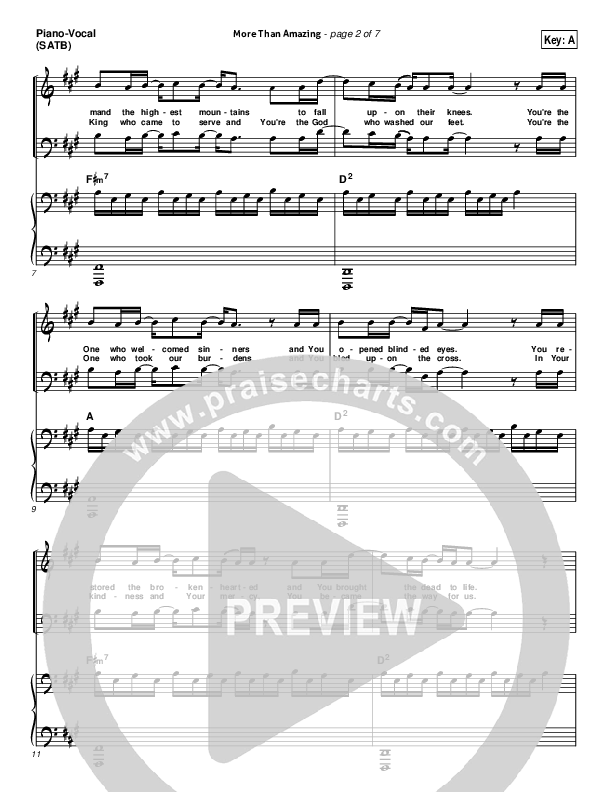 More Than Amazing Piano/Vocal (SATB) (Lincoln Brewster)