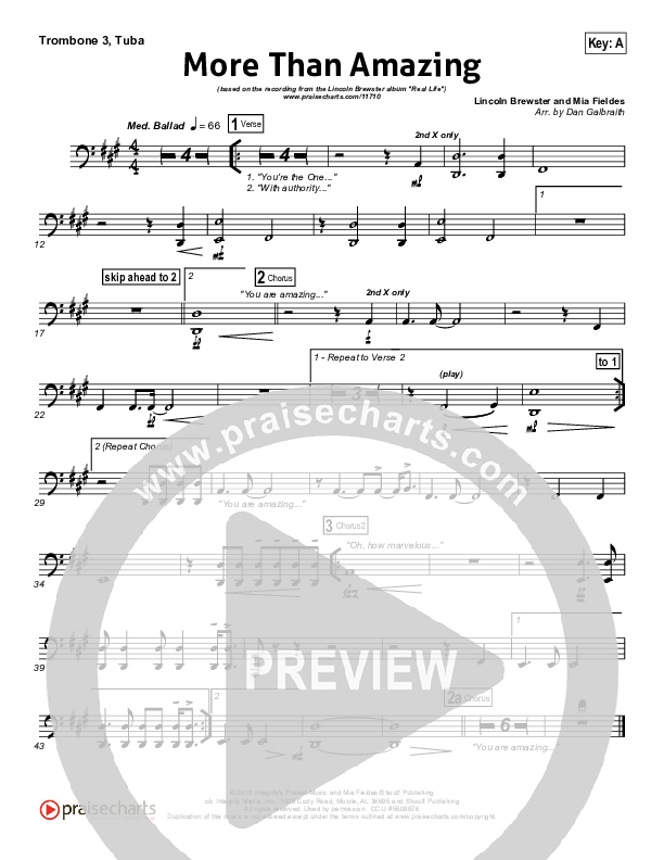 More Than Amazing Trombone 3/Tuba (Lincoln Brewster)