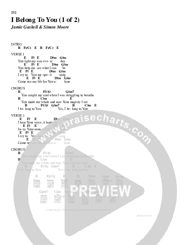 I Belong To You Chord Chart (Lincoln Brewster)