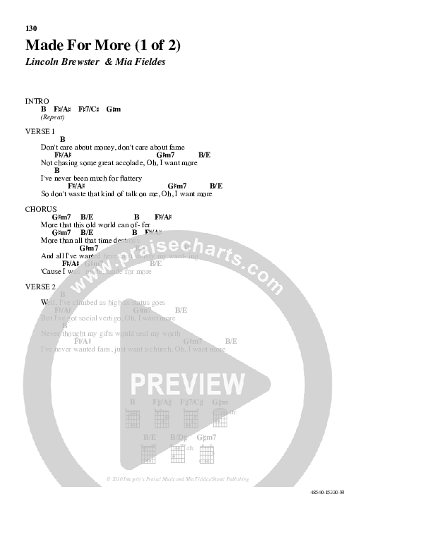 Made For More Chord Chart (Lincoln Brewster)