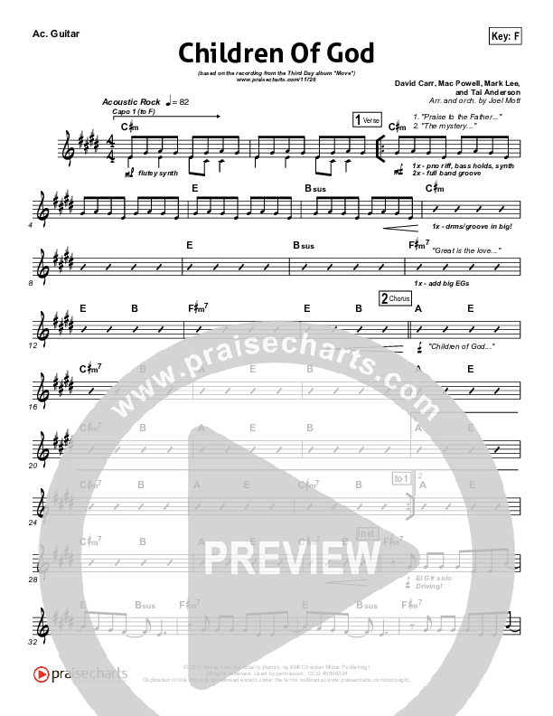 Children Of God Acoustic Guitar (Third Day)