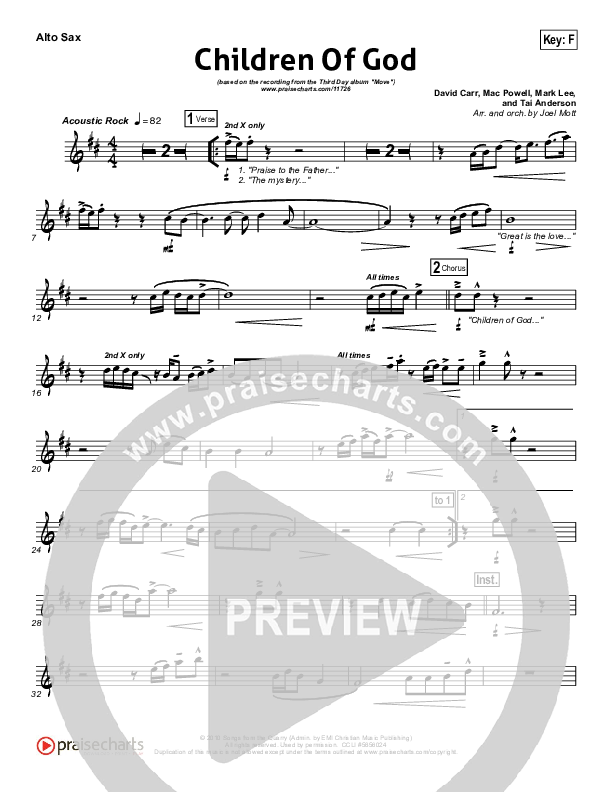 Children Of God Alto Sax (Third Day)