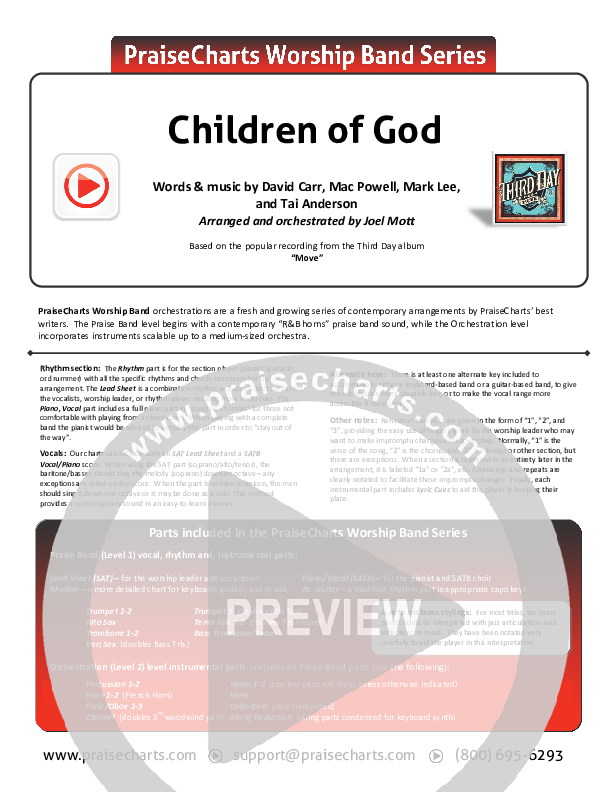 Children Of God Cover Sheet (Third Day)