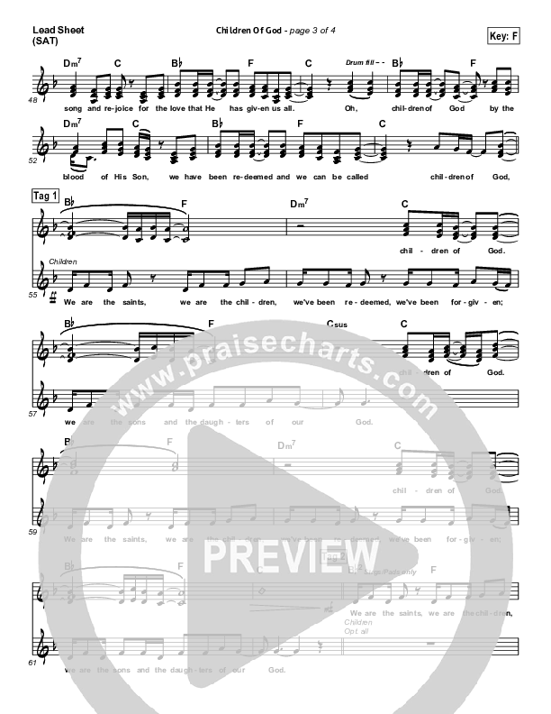 Children Of God Lead Sheet (Third Day)