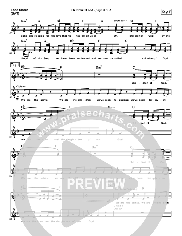 Children Of God Lead Sheet (SAT) (Third Day)