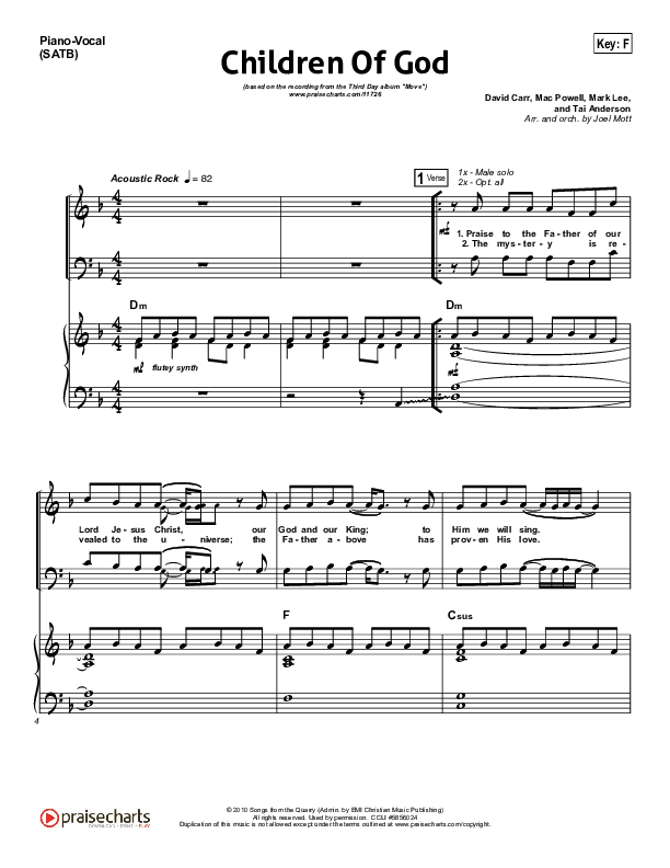Children Of God Piano/Vocal (Third Day)
