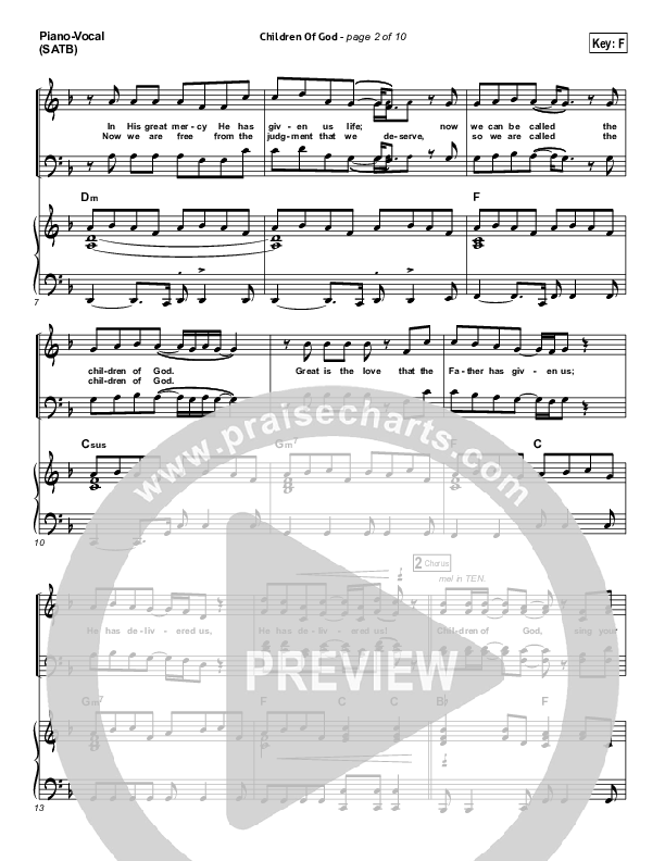 Children Of God Piano/Vocal (SATB) (Third Day)