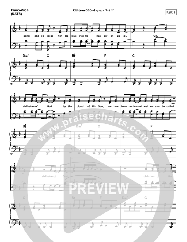 Children Of God Piano/Vocal (SATB) (Third Day)