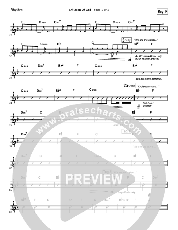 Children Of God Rhythm Chart (Third Day)