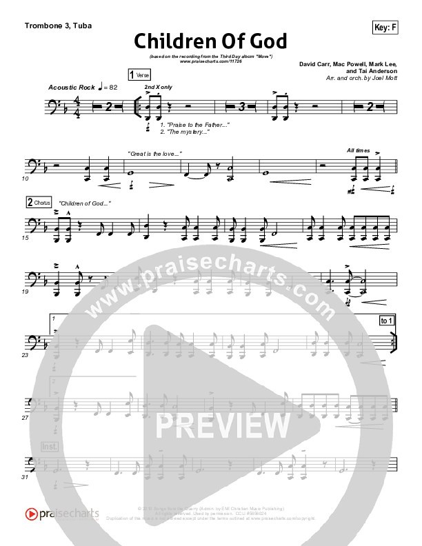 Children Of God Trombone 3/Tuba (Third Day)