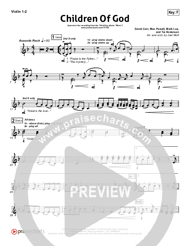 Children Of God Violin 1/2 (Third Day)