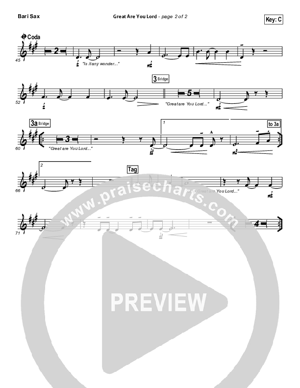 Great Are You Lord Bari Sax (Phillips Craig & Dean)