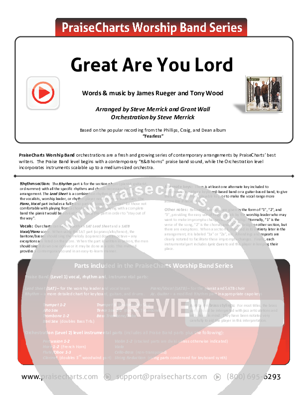 Great Are You Lord Praise Band (Phillips Craig & Dean)