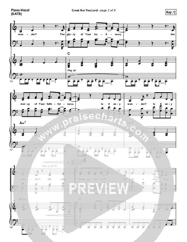 Great Are You Lord Piano/Vocal (Phillips Craig & Dean)