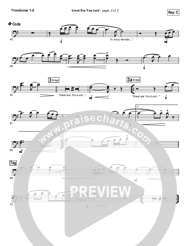 Great Are You Lord Trombone 1/2 (Phillips Craig & Dean)
