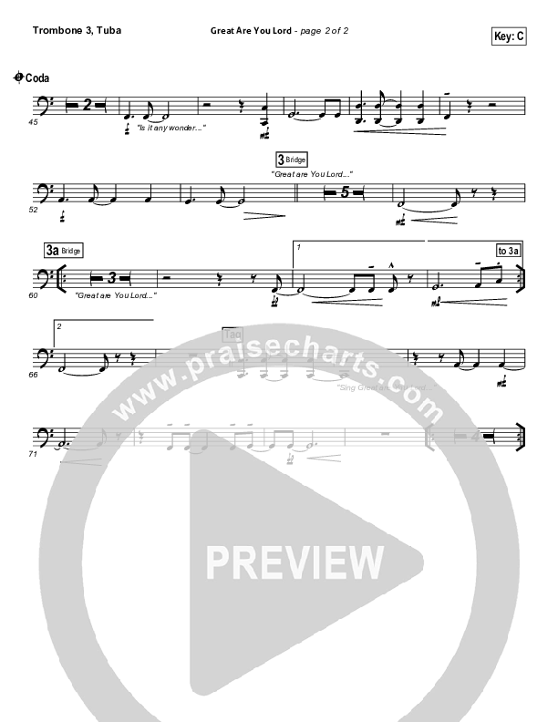 Great Are You Lord Trombone 3/Tuba (Phillips Craig & Dean)