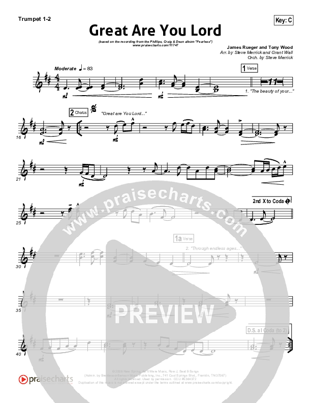 Great Are You Lord Trumpet 1,2 (Phillips Craig & Dean)