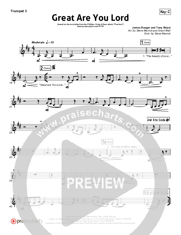 Great Are You Lord Trumpet 3 (Phillips Craig & Dean)