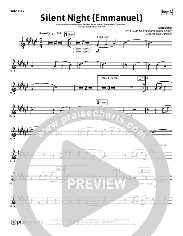 Silent Night (Emmanuel) Alto Sax (Matt Maher)