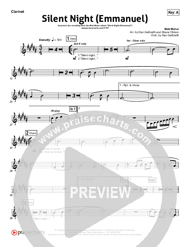 Silent Night (Emmanuel) Clarinet (Matt Maher)